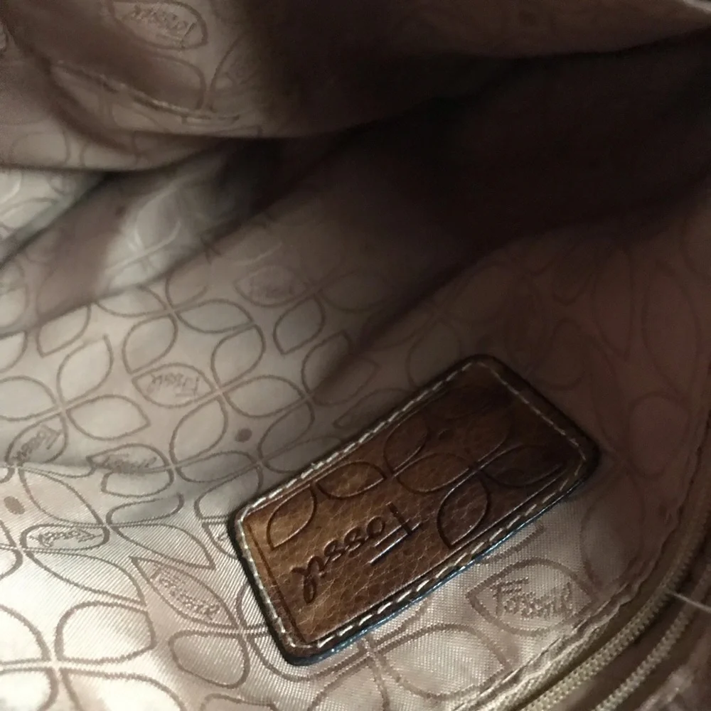 FOSSIL VINTAGE Multicolor‎ Canvas & Tan Leather Crossbody Bag